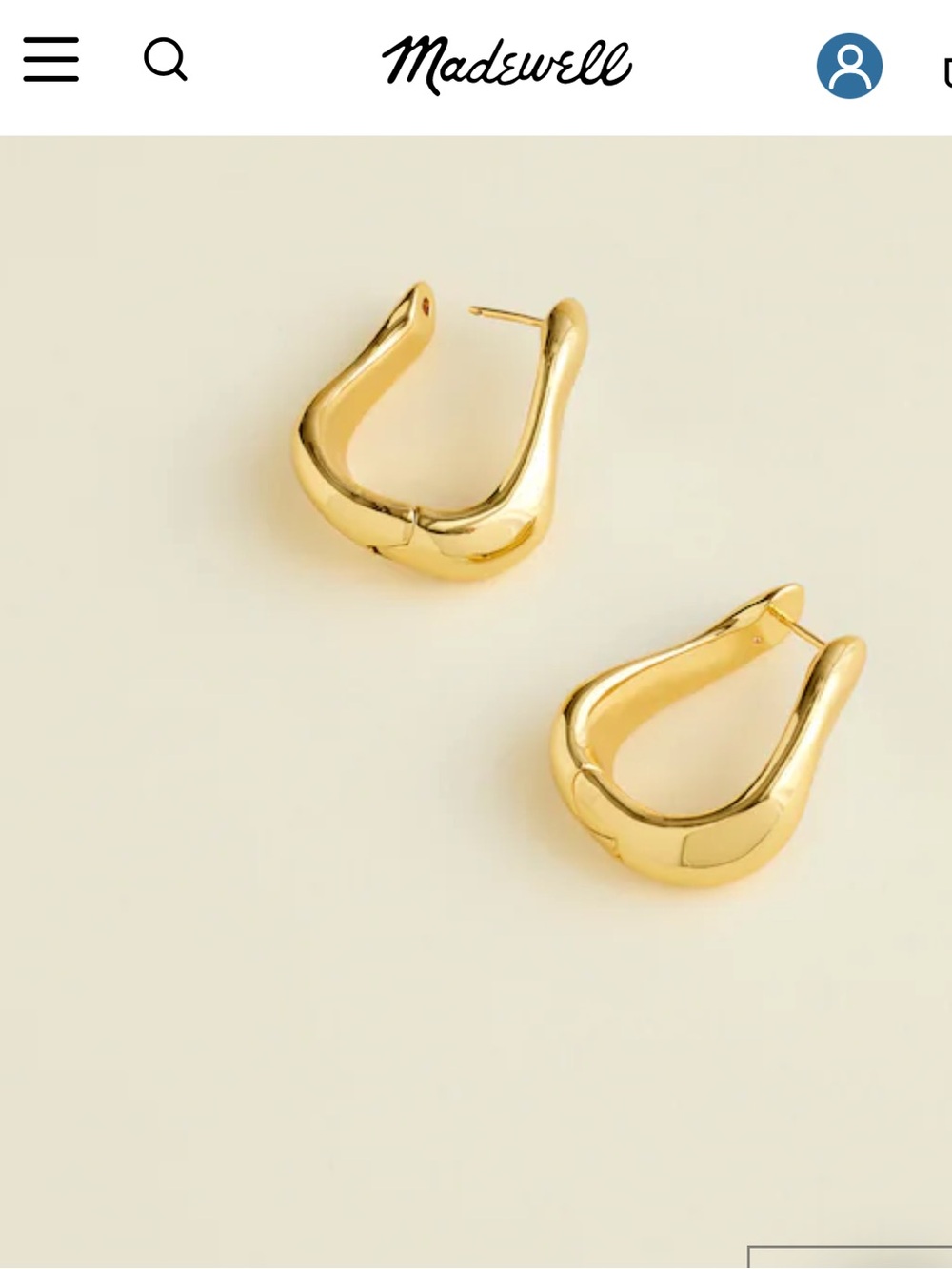 Madewell Elevated Collection curved large hoop earrings BNWT